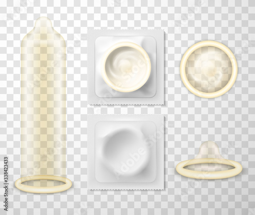 Condom set, contraception and medical control set