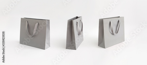grey shopping bag from 3 directions