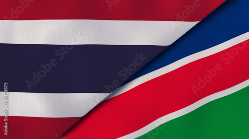 The flags of Thailand and Namibia. News  reportage  business background. 3d illustration