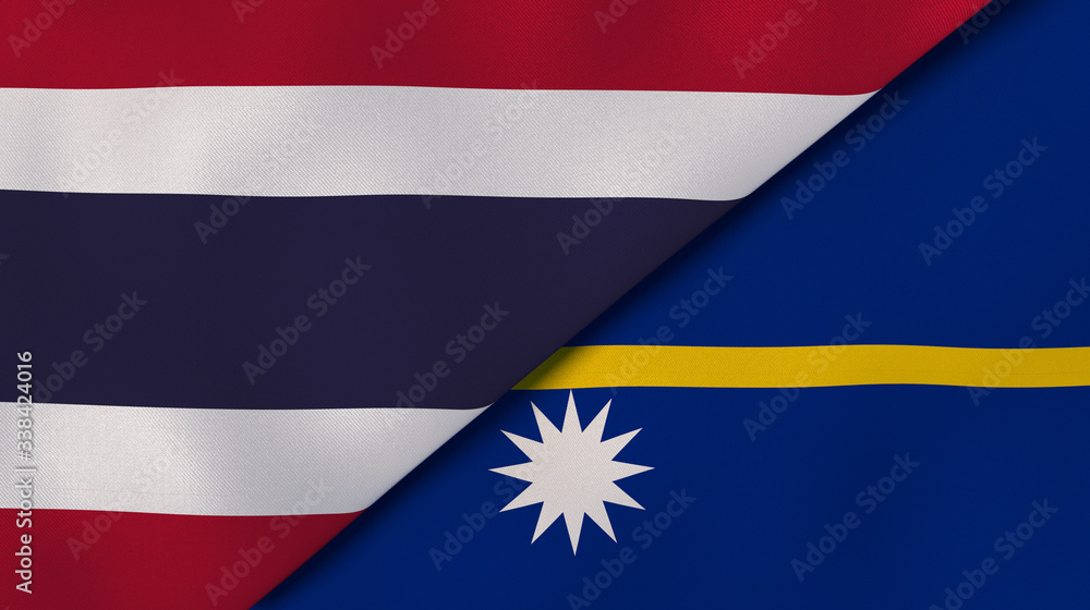 The flags of Thailand and Nauru. News, reportage, business background. 3d illustration