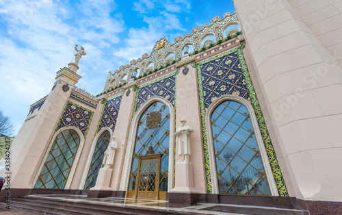 Kazakhstan pavilion at VDNH expo center in Moscow, Russia. Traditional mosque style. Exhibition of Achievements of National Economy (Vystavka Dostizheniy Narodnogo Khozyaystva) VDNH photo