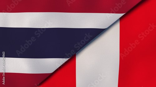 The flags of Thailand and Peru. News, reportage, business background. 3d illustration Free Download The flags of Thailand and Peru. News, reportage, business background. 3d illustration - GFXLoad