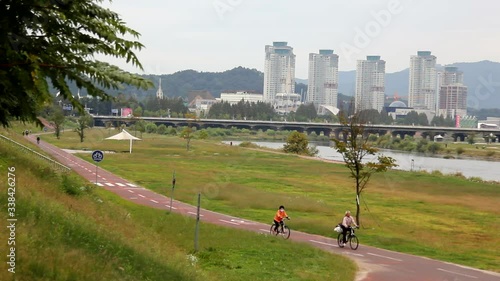 Peaceful feeling at Gapcheon river park in Daejeon city, South Korea. photo