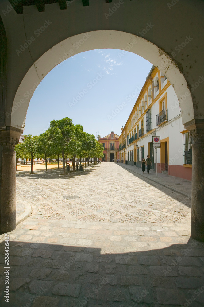 Archway door near Real Alcazar, the Royal Palace, Sevilla, Spain
