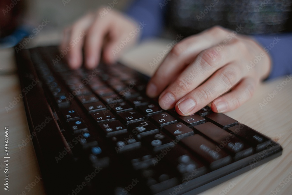 Coronavirus. Woman at the home office. Home working with computer. Working from home. In quarantine Coronavirus. Woman at the home office. Home working with computer. Working from home. In quarantine