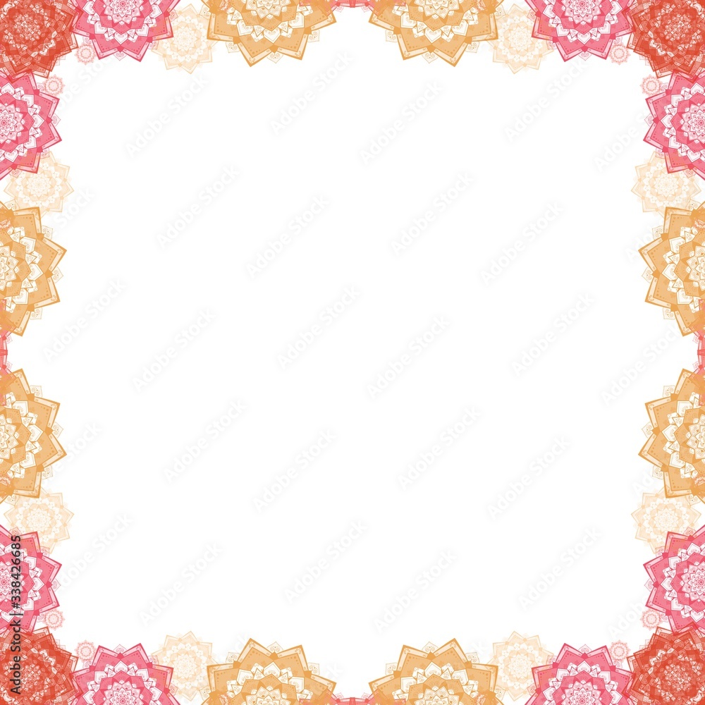 Colorful mandala frame illustration. Perfect for card design pattern