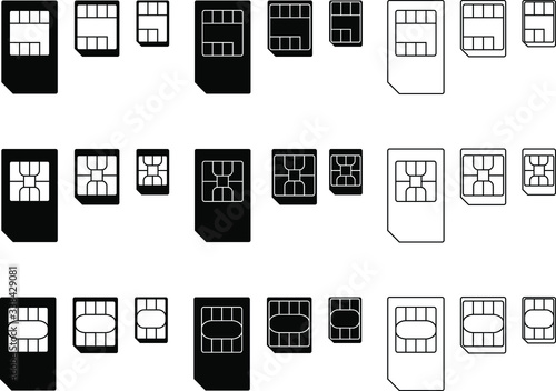SIMカード　アイコンセット　ベクターイラスト