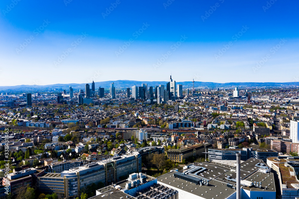 Aerial view, Frankfurt skyline, Commerzbank, Sachsenhausen, Hesse, Germany