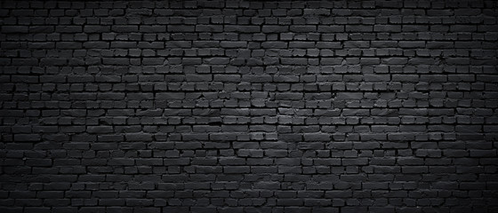 Poster Bakstenen muur Zwart geschilderde baksteen wand  © Günter Albers