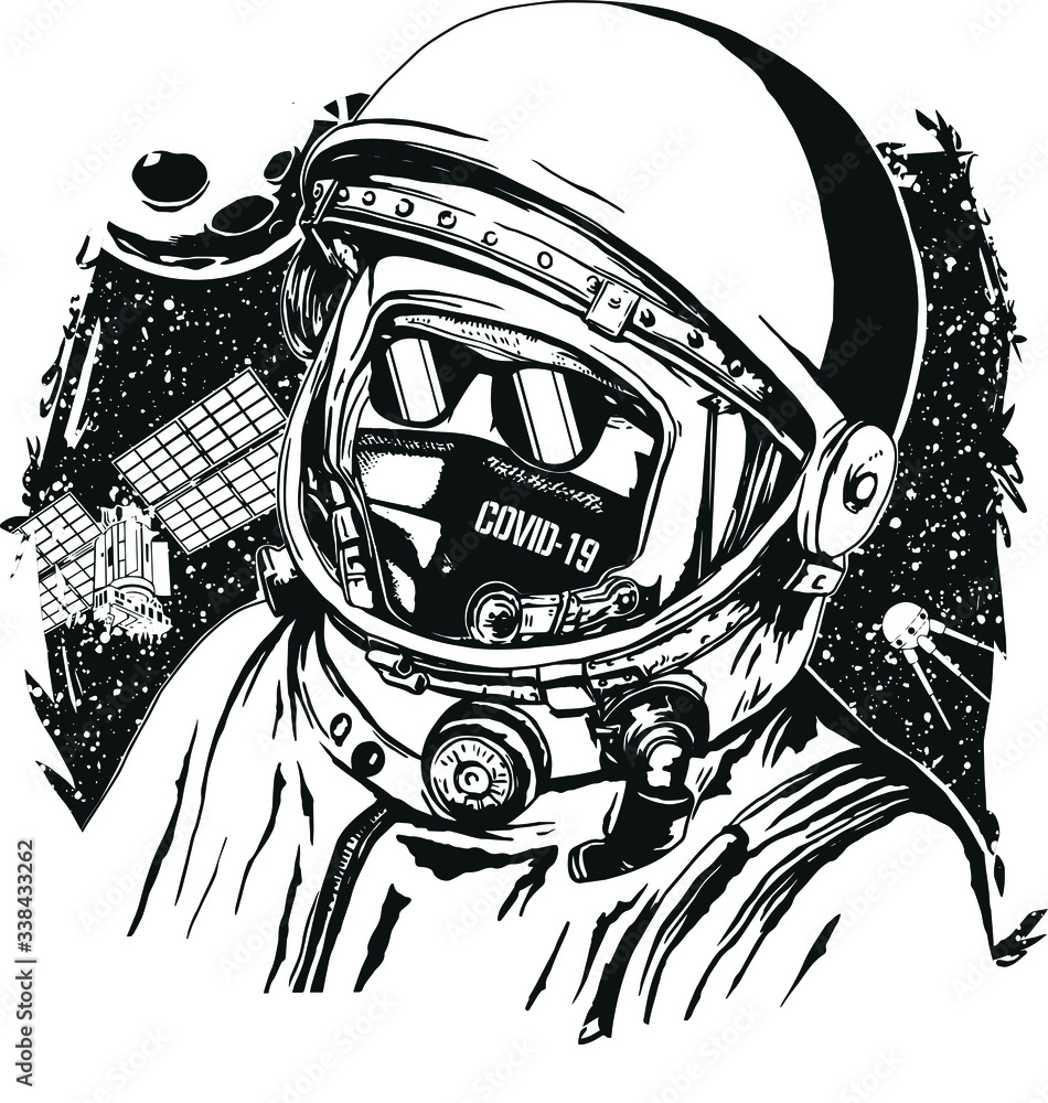 astronaut in glasses and a medical mask astronaut in glasses and a medical mask