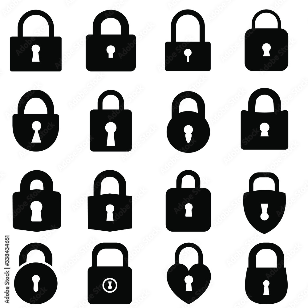Lock Icons Vector set on white background. protection illustration sign collection. Padlock symbol. Lock Icons Vector set on white background. protection illustration sign collection. Padlock symbol.
