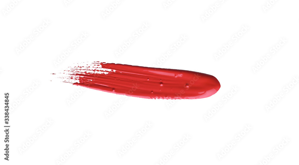 Red colored brush stroke paiting over isolated background, canvas watercolor texture, red lipstick smudge Red colored brush stroke paiting over isolated background, canvas watercolor texture, red lipstick smudge