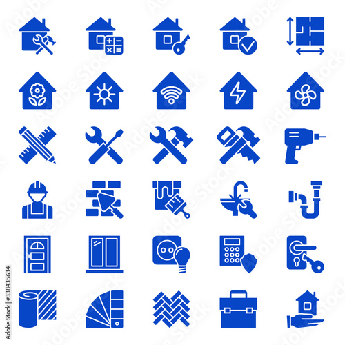 Set of building construction and home repair icons. Vector illustration