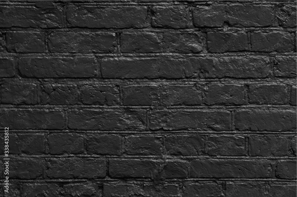 Empty modern black brick wall texture for background