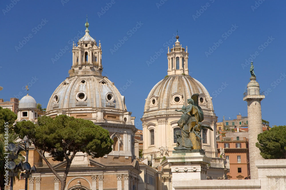 Domes of Santa Maria di Loreto and Nome di Maria Rome, Italy, Europe