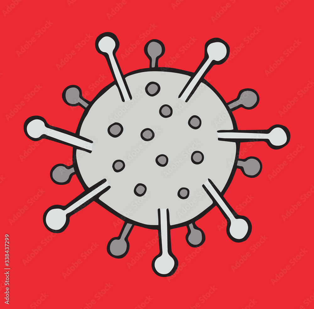 Hand drawn vector illustration of Wuhan corona virus, covid-19, red background. Hand drawn vector illustration of Wuhan corona virus, covid-19, red background.