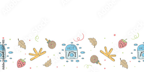 Seamless banner with doodle elements.