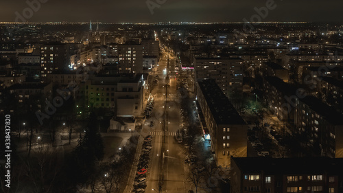 City by night, Europe, Poland, Mazovia