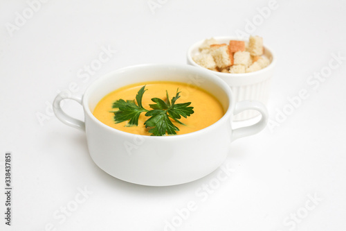 cheese soup crackers white background