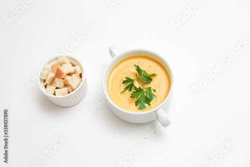 cheese soup crackers white background