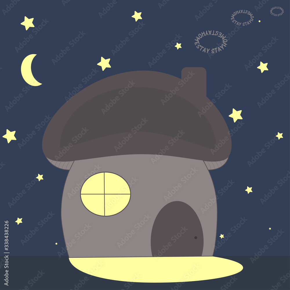 Mushroom. Stay home. Adorable illustration Mushroom. Stay home. Adorable illustration