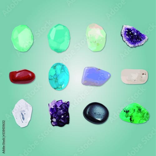 Piedras semi-preciosas en diferentes colores (ID: 338438632)