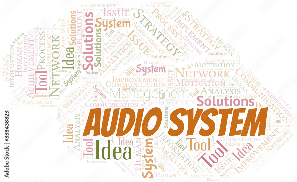 Fototapeta premium Audio System typography vector word cloud.