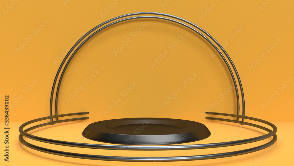 3d Rendering Background Of Abstract Geometric, Scene, Podium, Stage And Display Mockup. Yellow And Black Theme. 3d Rendering Background Of Abstract Geometric, Scene, Podium, Stage And Display Mockup. Yellow And Black Theme.