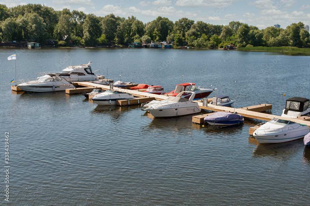 Modern yachts moored in Kyiv, Ukraine. Modern yachts moored in Kyiv, Ukraine.