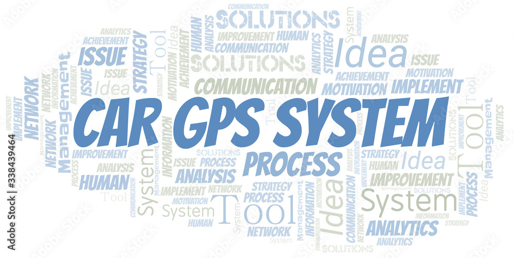 Car Gps System typography vector word cloud.