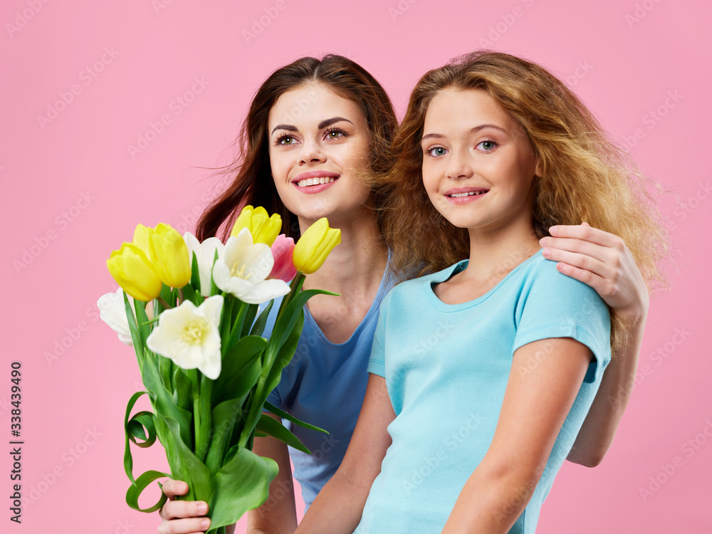 young couple with tulips young couple with tulips