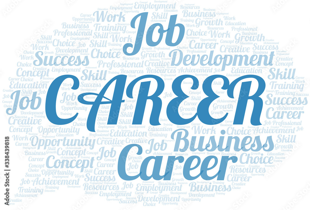 Obraz premium Career typography vector word cloud.
