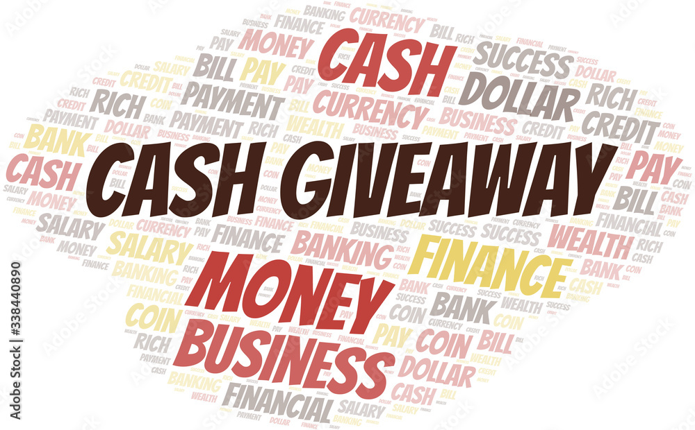 Cash Giveaway typography vector word cloud.