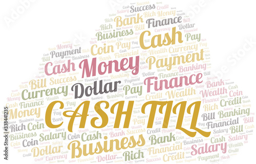 Cash Till typography vector word cloud.
