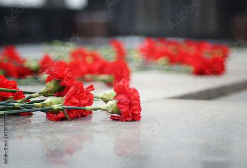Laying flowers on the 9th of May for veterans