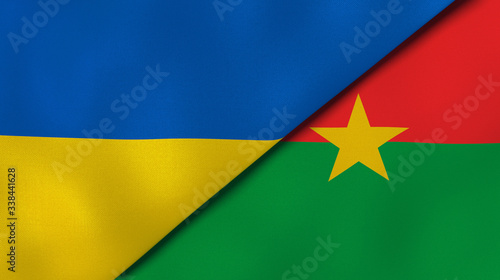 The flags of Ukraine and Burkina Faso. News  reportage  business background. 3d illustration