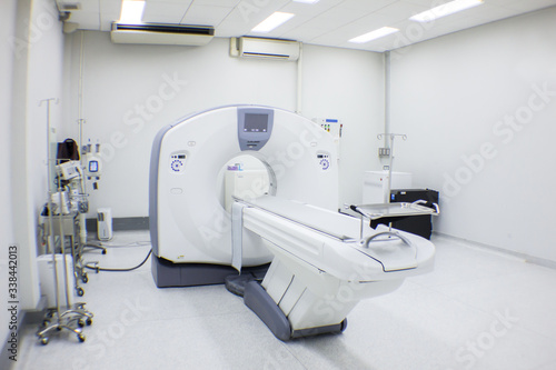 Computed tomography or computed axial tomography scan machine in hospital room