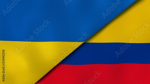 The flags of Ukraine and Colombia. News  reportage  business background. 3d illustration
