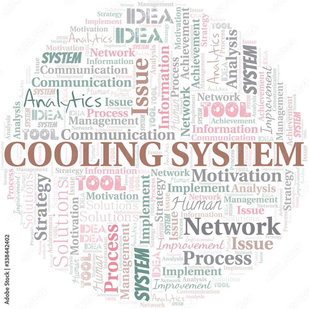 Cooling System typography vector word cloud.