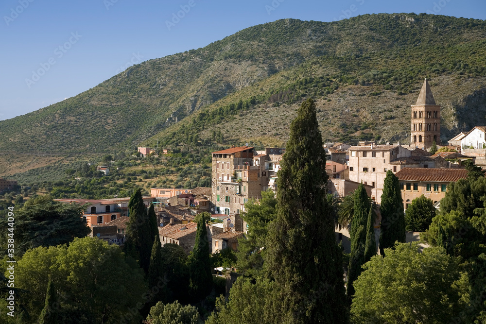 View of Tivoli from Villa d'Este near Rome, Italy, Europe, commissioned and built by Cardinal Ippolito d'Este, the son of Lucrezia Borgia and the grandson of Pope Alexander V