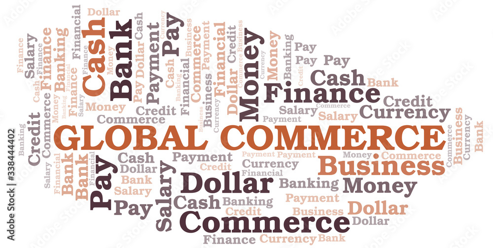 Global Commerce typography vector word cloud.