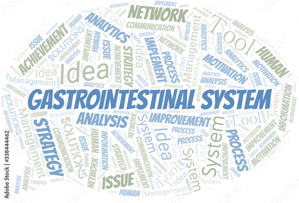 Gastrointestinal System typography vector word cloud.