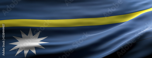 Nauru national flag waving texture background. 3d illustration