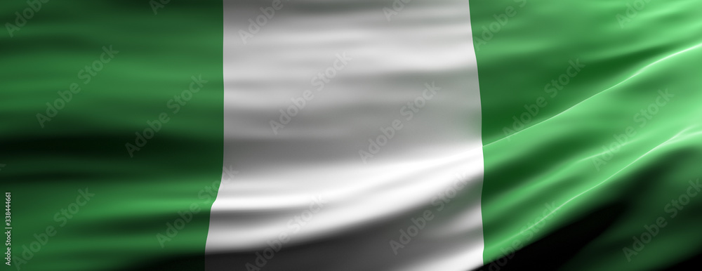 Nigeria national flag waving texture background. 3d illustration