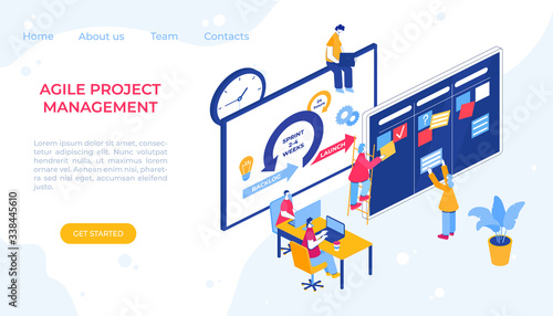 Agile project management process. Communication, teamwork, business process.