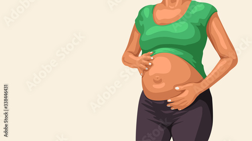 pregnant woman belly on white