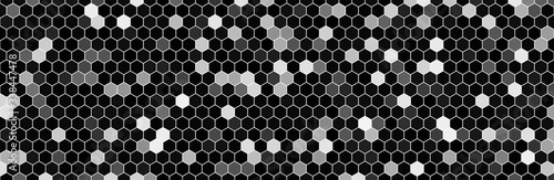 Grayscale abstract hexagon pattern, vector illustration