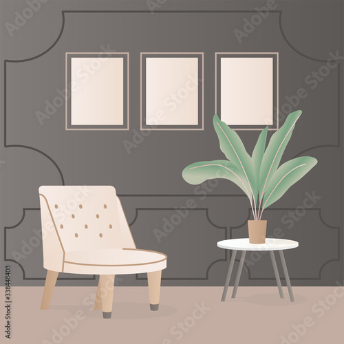 Living room modern interior. Vector illustration. © Darina