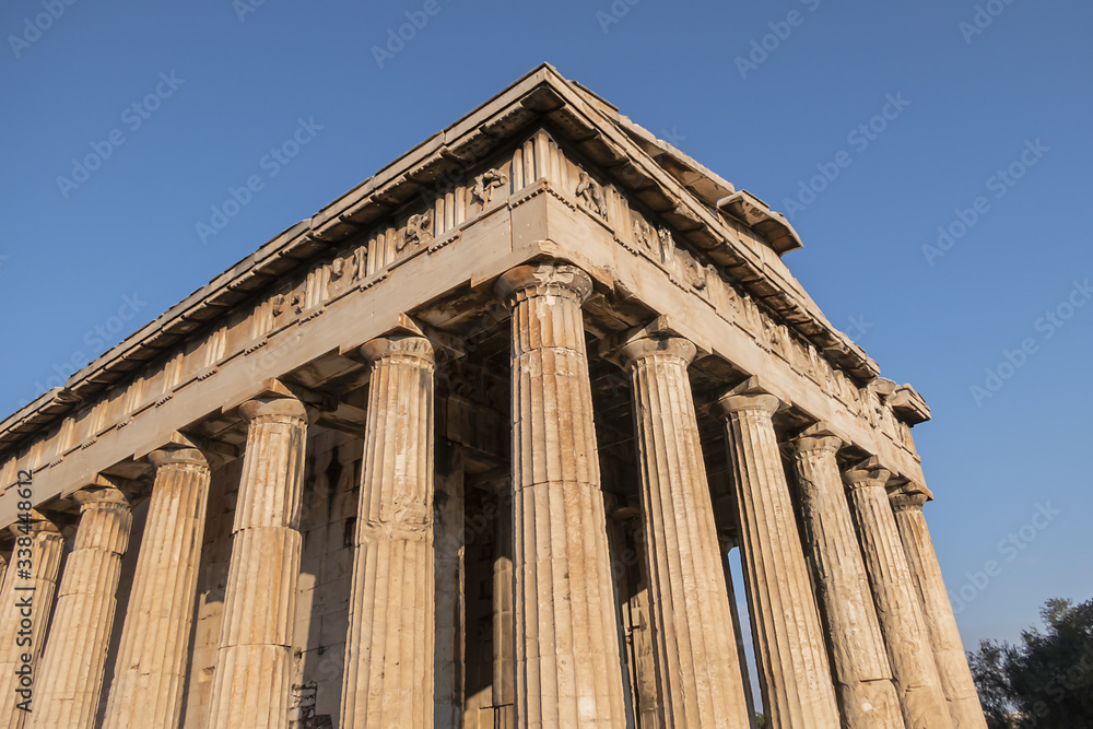 Naklejka premium Temple of Hephaestus (Hephaisteion) - well-preserved Greek temple. Temple of Hephaestus is Doric peripheral temple; located at north-west side of Athens Agora on top of Agoraios Kolonos hill. Greece.