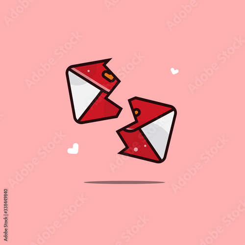 Quadro su tela An envelope with heart. Broken mail vector illustration